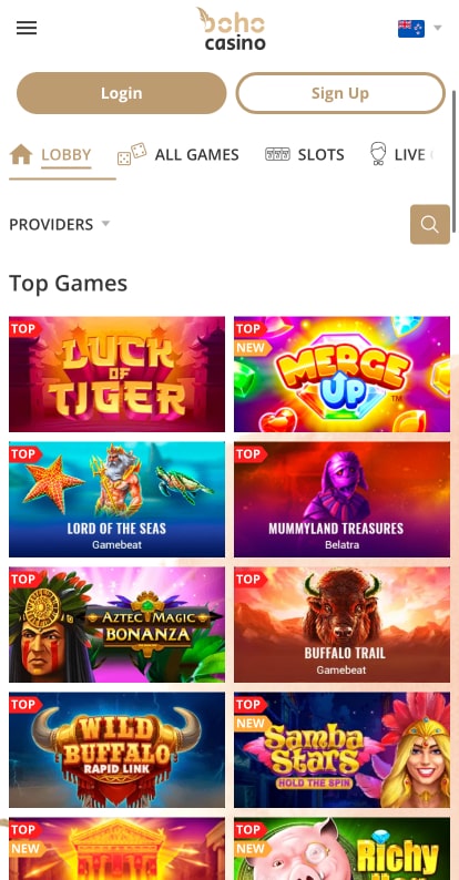 boho main top games page